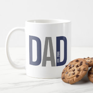 Mug Bleu de marine moderne Papa personnalisé établi