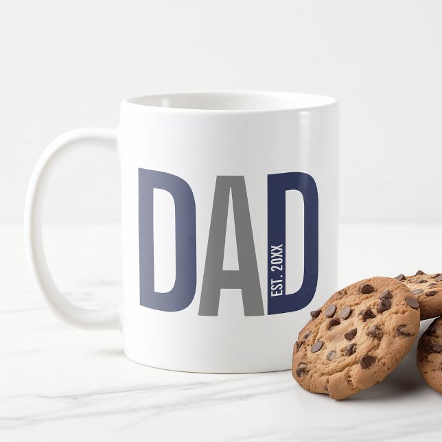 Mug Bleu de marine moderne Papa personnalisé établi (Créateur téléchargé)