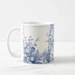 Mug Bleu de toile à fleurs