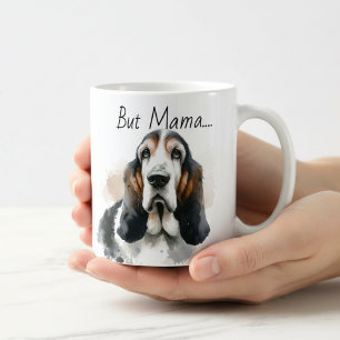 Mug Bleu et blanc, mais maman... Basset Hound