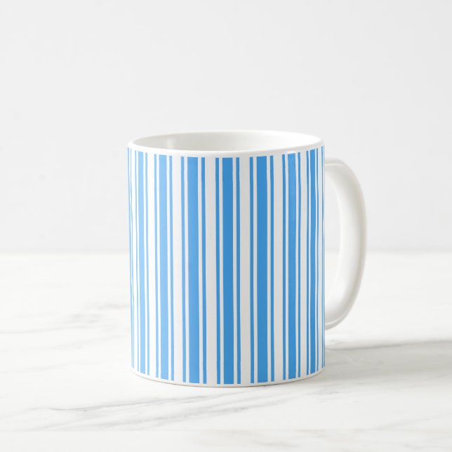 Mug Bleu et blanc rayures de bonbons (Devant droit)