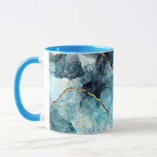 Mug Bleu et doré marbre
