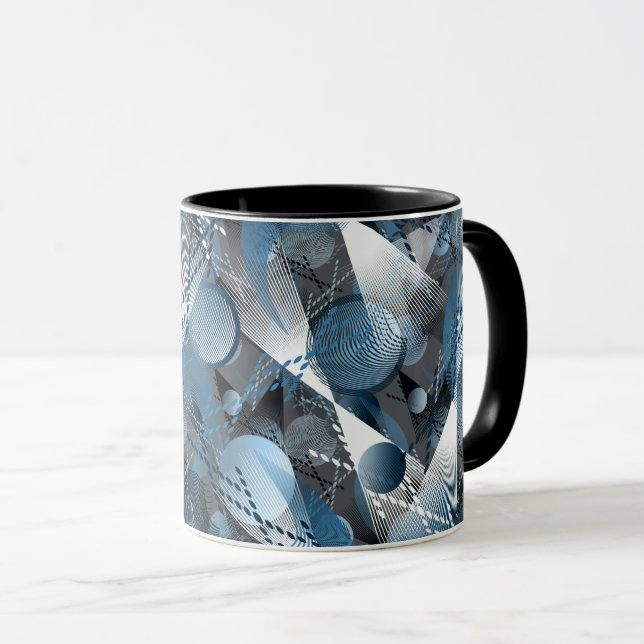 Mug Bleu et gris. Résumé. (Devant droit)
