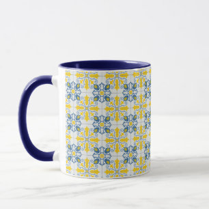 Mug Bleu et jaune joli carrelage portugais motif