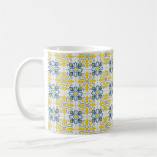 Mug Bleu et jaune joli carrelage portugais motif
