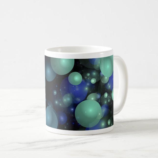 Mug Bleu et vert 3 bulle dimensionnelle Abstrait (Devant droit)