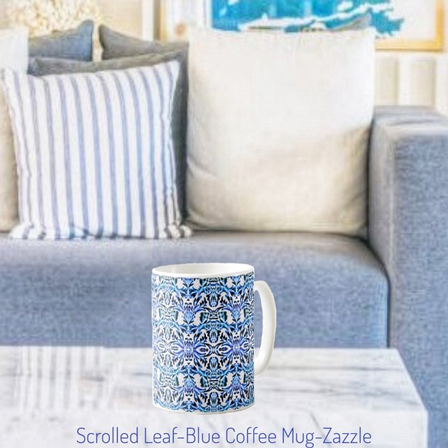Mug Bleu feuille fileté (Créateur téléchargé)