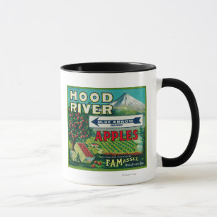 Mug Bleu Flèche Apple Crate Label Hood River, OU