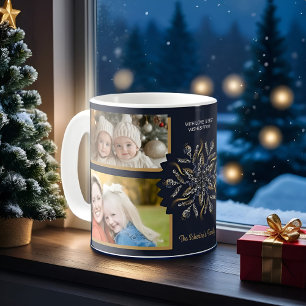 Mug Bleu foncé et or Étincelle de minuit Étoiles Nouve