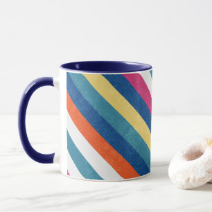Mug Bleu framboise Orange Jaune Blancs Motif