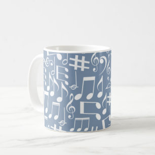 Mug Bleu fumé clair avec des notes de musique dansante