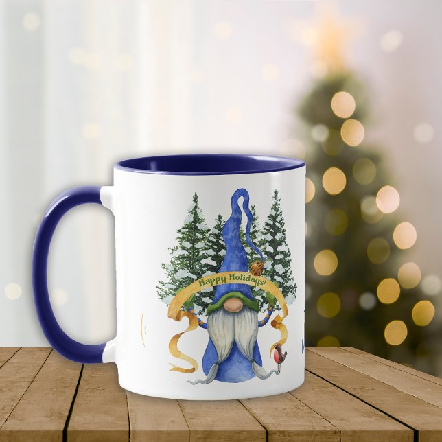 Mug Bleu Gnome voeux de vacances personnalisées (Créateur téléchargé)