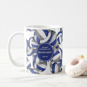 Mug bleu gris volley couleurs de l'équipe nom de l'ent