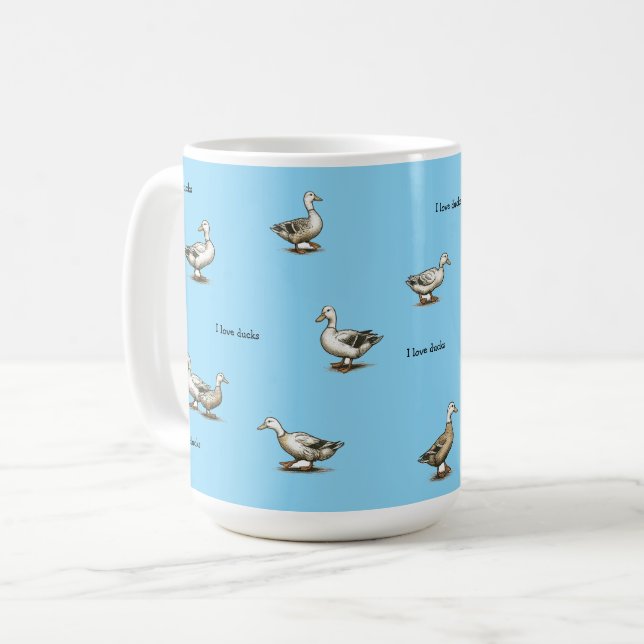 Mug Bleu J'adore Les Canards (Devant gauche)