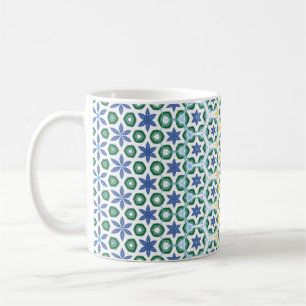 Mug Bleu joyeux à motif jaune