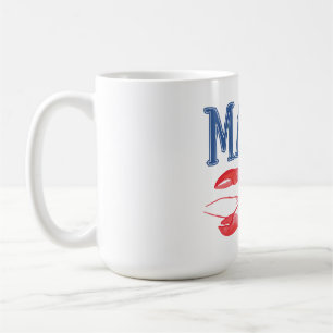 Mug Bleu Maine Texte Aquarelle rouge Homard