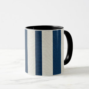 Mug Bleu marine et crème rayure verticale Seamless 
