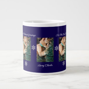 Mug Bleu Marine Personnalisé Photo de Chat