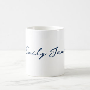 Mug Bleu minimaliste moderne écriture à la main Café M