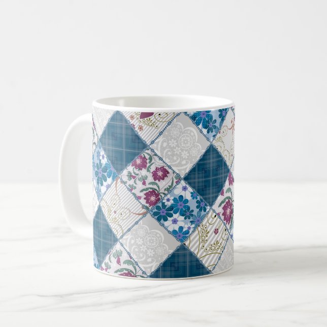 Mug Bleu motif rustique à la mode  de déchirures de ti (Devant gauche)