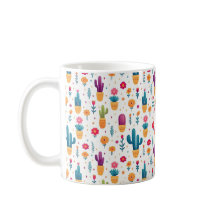 Bleu mou et lavande Floral Cactus Script Monogramm