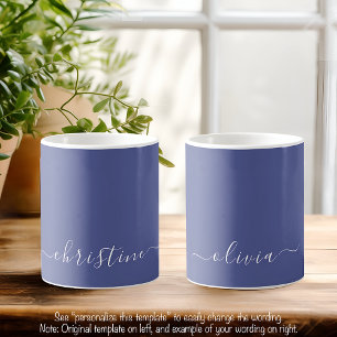 Mug Bleu Moyen C49 & Minimaliste Moderne Nom Personnal