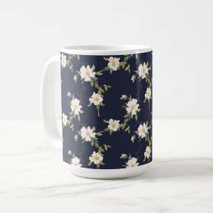 Mug Bleu Nuit Blanc Floral