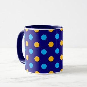Mug Bleu Nuit Jaune Cyan Design à pois