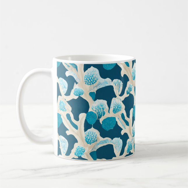 Mug Bleu Océan Abstrait | Motif côtier (Gauche)