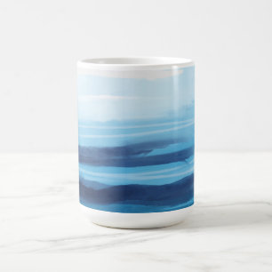 Mug Bleu Océan Aquarelle Mer Abstraite Monogramme