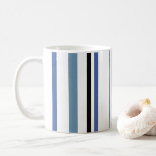 Mug Bleu Or et Rayures de Couleur de Plage Blanche