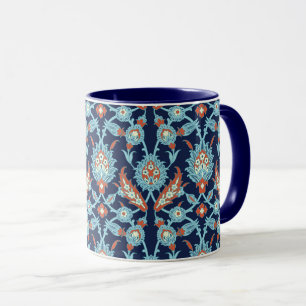 Mug Bleu Orange Blanc Turc Oriental Floral 