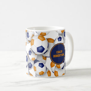 Mug bleu orange équipe de football couleurs nom de l'e
