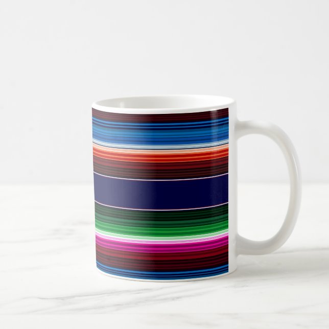 Mug Bleu, Orange, Rose Chaud, Vert, Sarape Mexicaine (Droite)