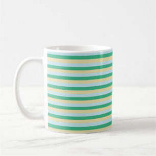 Mug Bleu pâle, vert d'Aqua et rayures beiges