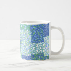 Mug Bleu Périwinkle Floral Boho Faux Motif Patchwork