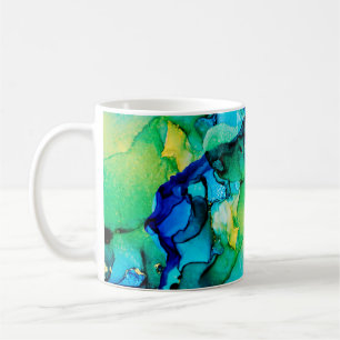 Mug BLEU PERSIEN, vert chartreuse. Très beau art