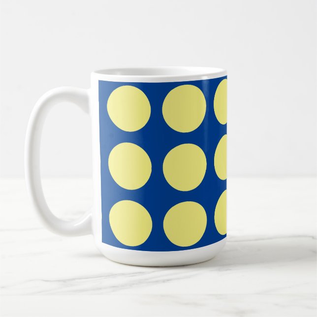 Mug Bleu profond Jaune Pois tendance (Gauche)