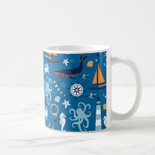 Mug Bleu profond Toutes les choses Nautiques