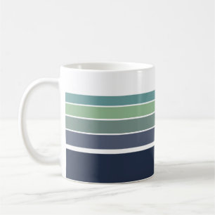 Mug Bleu rétro/mod et vert rayé