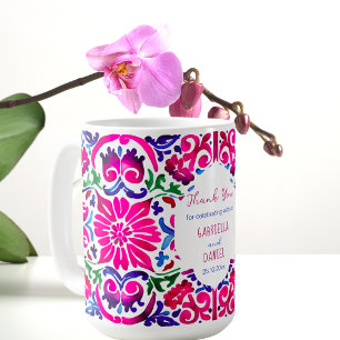 Mug bleu rose Majolica espagnol mexicaine en tuile de 