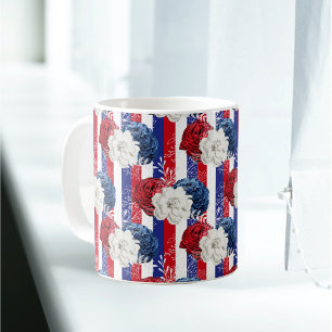 Mug Bleu Rose Patriotique Rouge Bleu