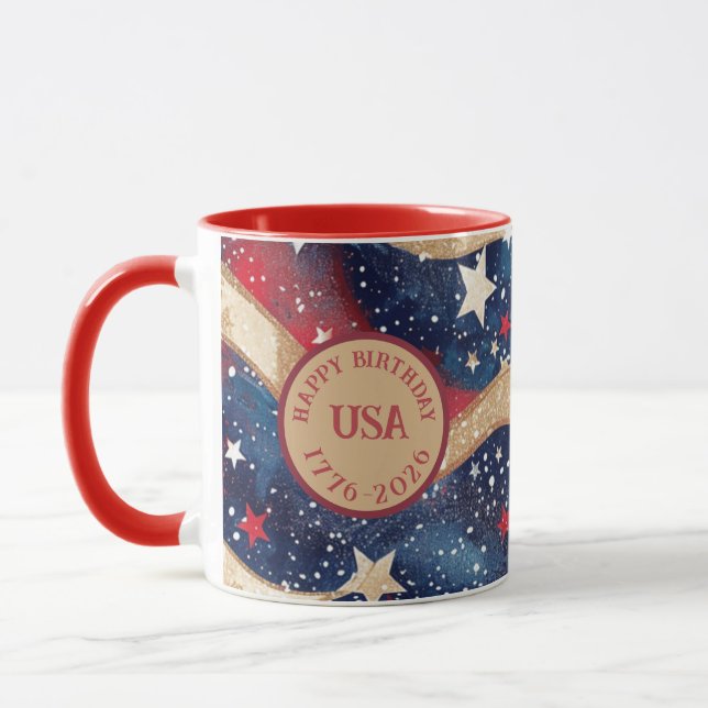 Mug Bleu Rouge Bleu Doré (Gauche)