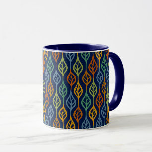 Mug Bleu rouge orange vert Turquoise automne Feuilles 