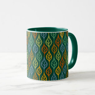 Mug Bleu Rouge Orange Vert Turquoise Feuilles automnal