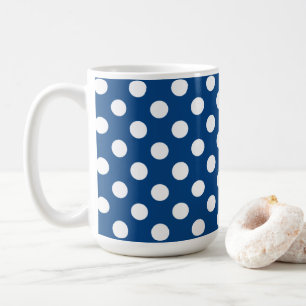 Mug Bleu Sombre Et Grands Pois Blancs
