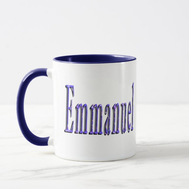 Mug Bleu Starry Emmanuel Nom Logo, (Gauche)