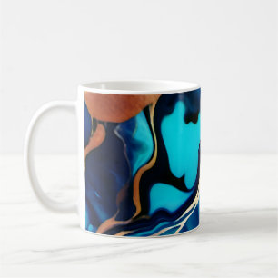 Mug Bleu tendance en or faux marbre