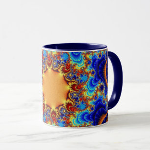 Mug Bleu tendance, orange et jaune