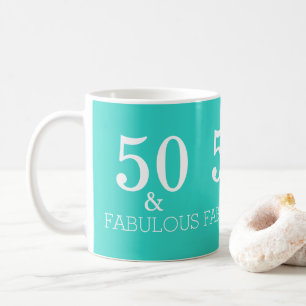 Mug Bleu Turquoise Blanc 50 Et Fabuleux Anniversaire